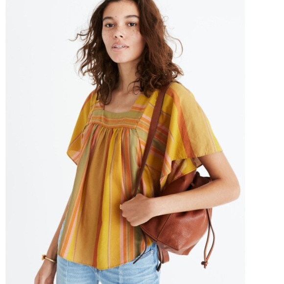 MADEWELL Striped Butterfly Top Multi Color Boho Cotton Lightweight Size XS - Picture 2 of 11